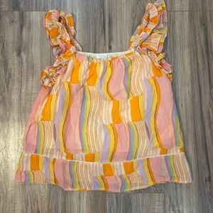 Fate Women’s Large Multicolor Ruffle Sleeve Tank Top